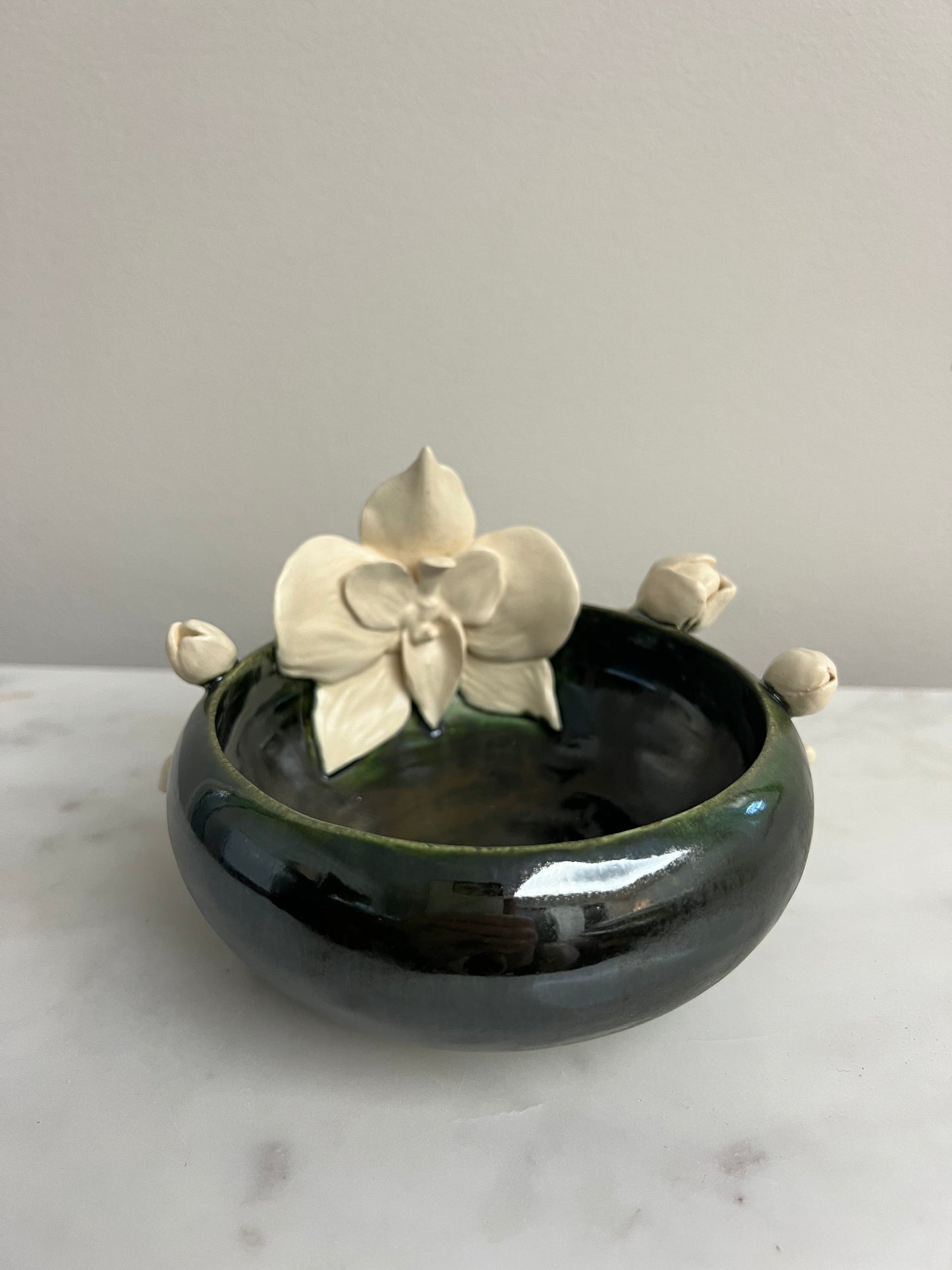green patina orchid bowl