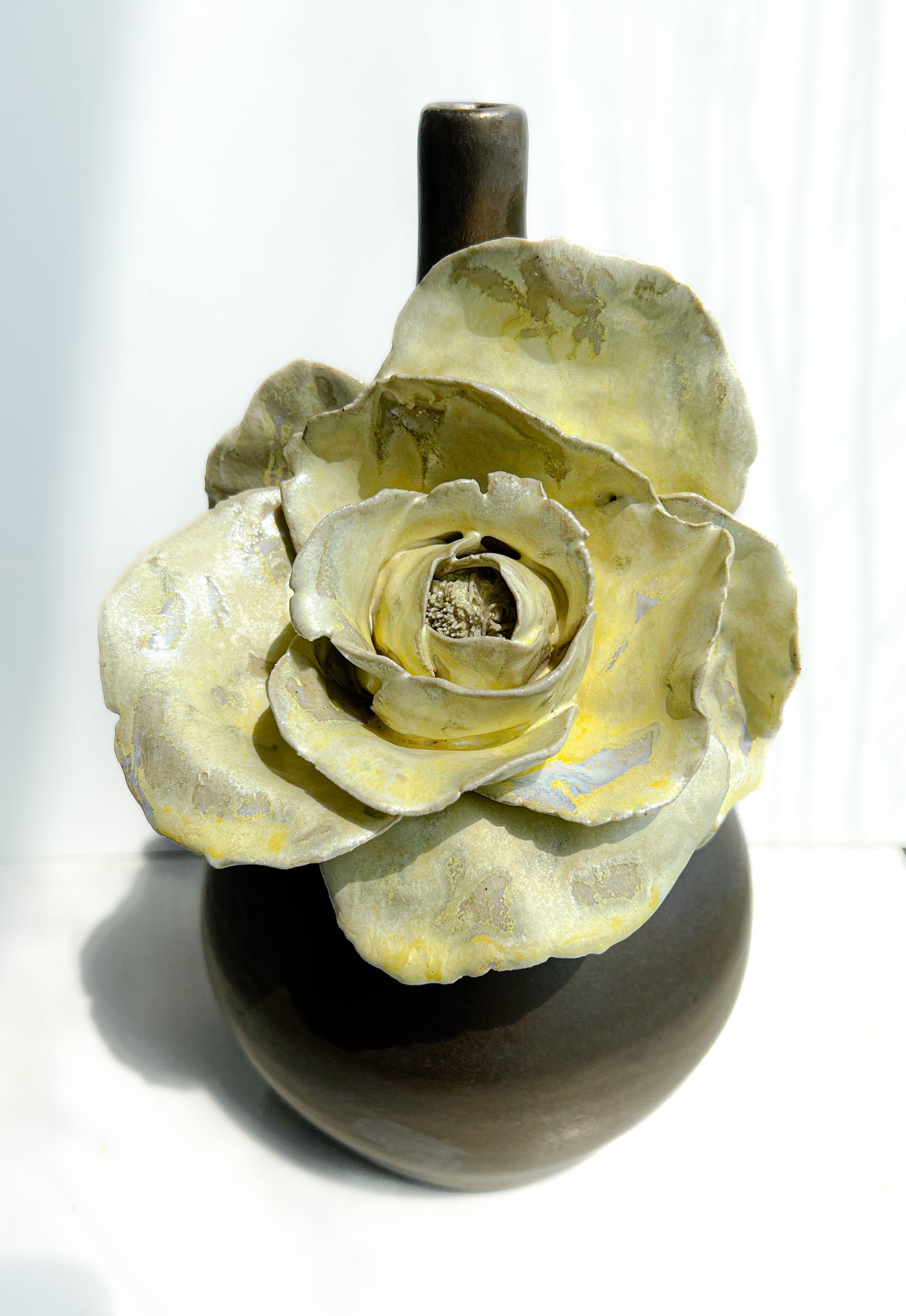 Yellow rose vase