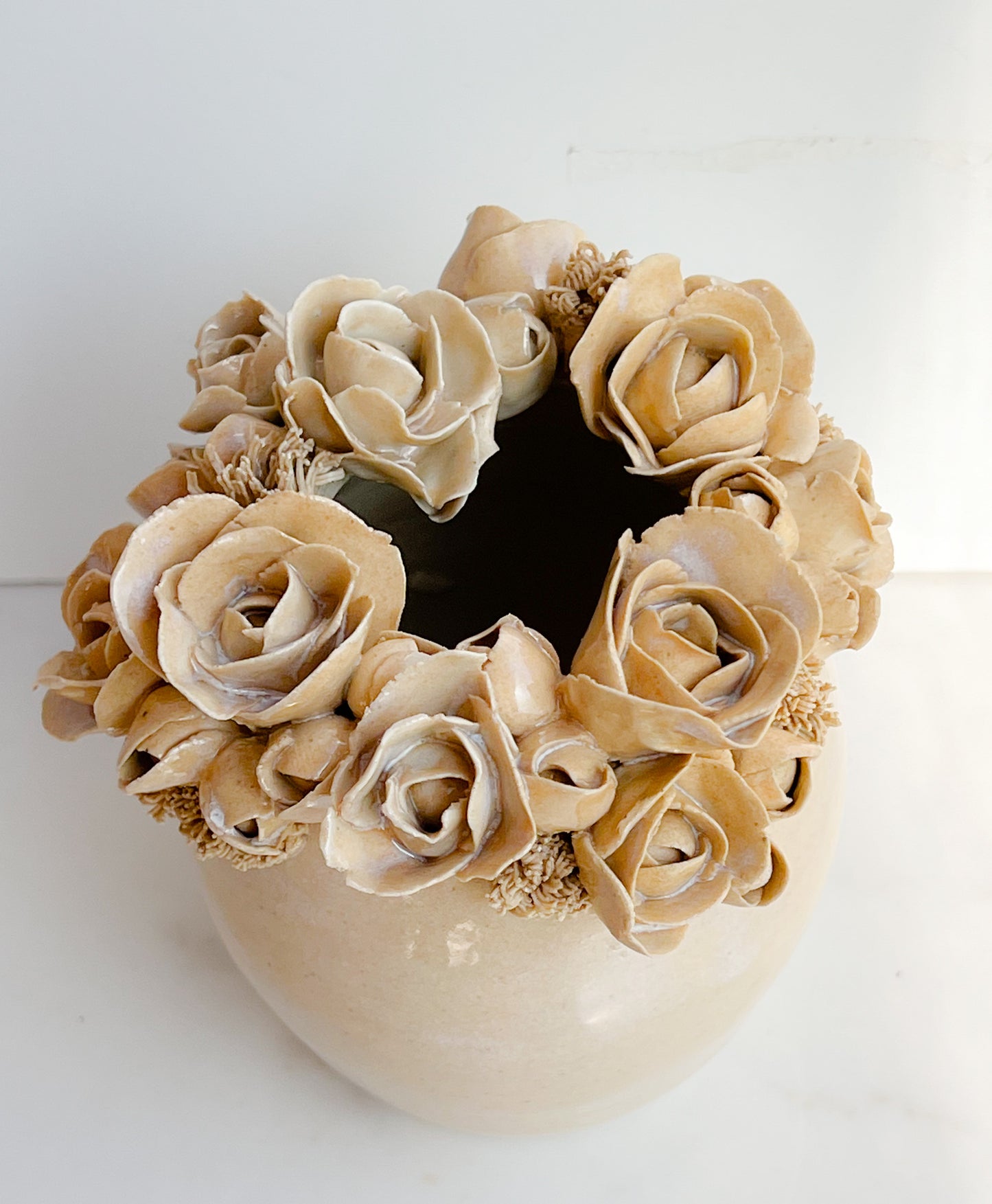 Large flower rimmed vase