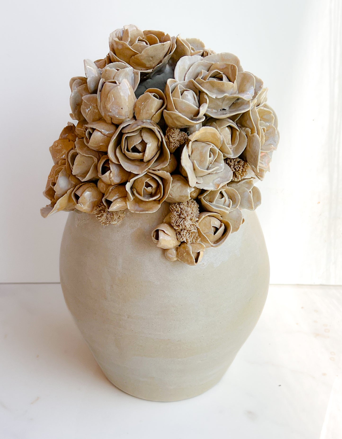 Large flower rimmed vase