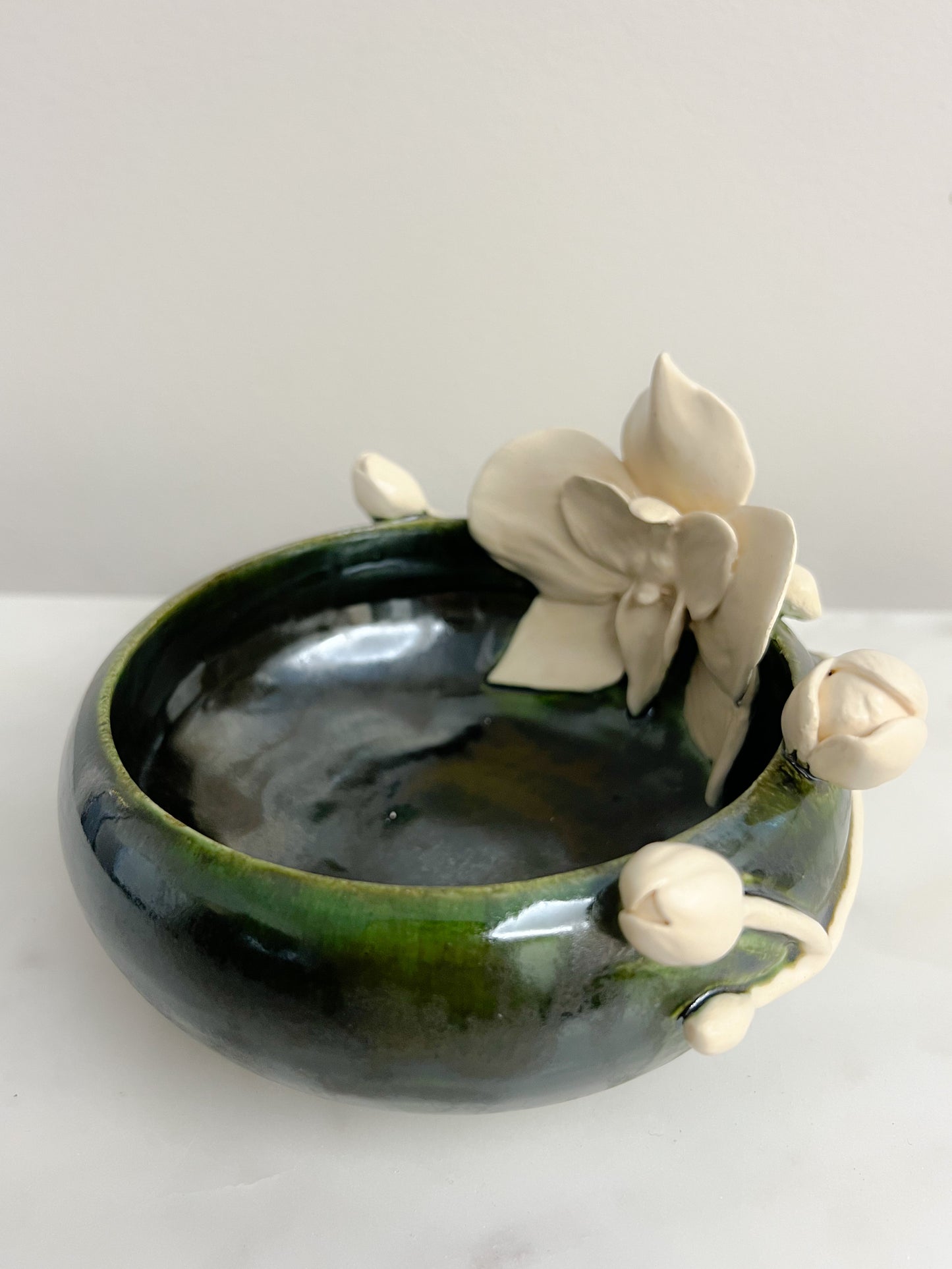 green patina orchid bowl