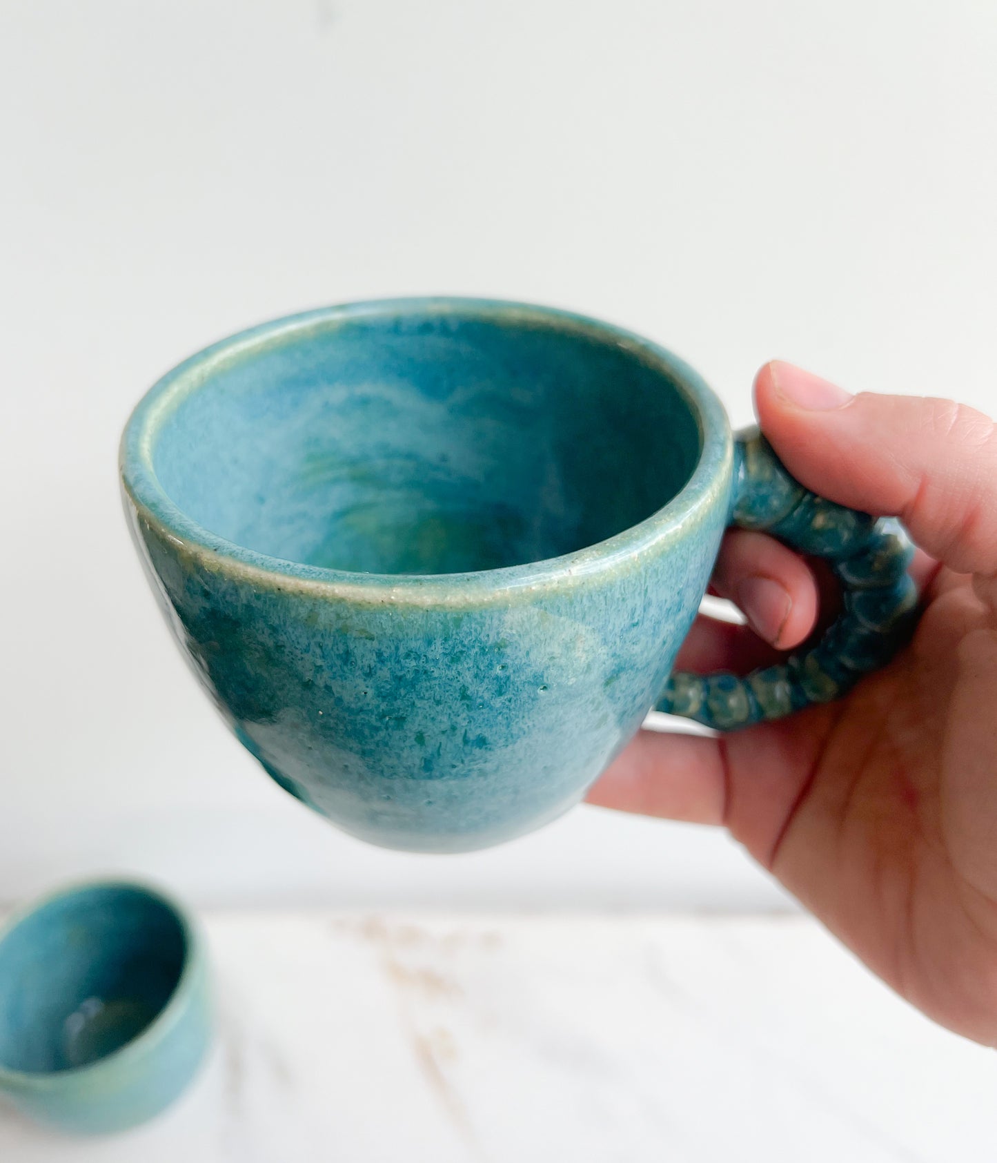 pearl handled coffee cup (turquoise)